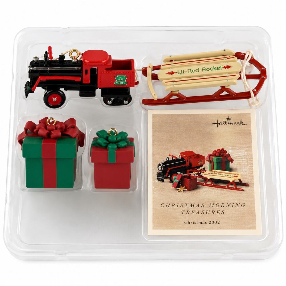 Vintage 2002 Hallmark Christmas Morning Treasures Set of 3 Train Sled Gifts